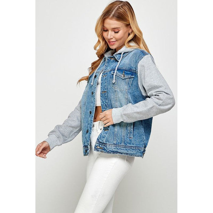 Women's Denim  Jacket with Fleece Hoodies