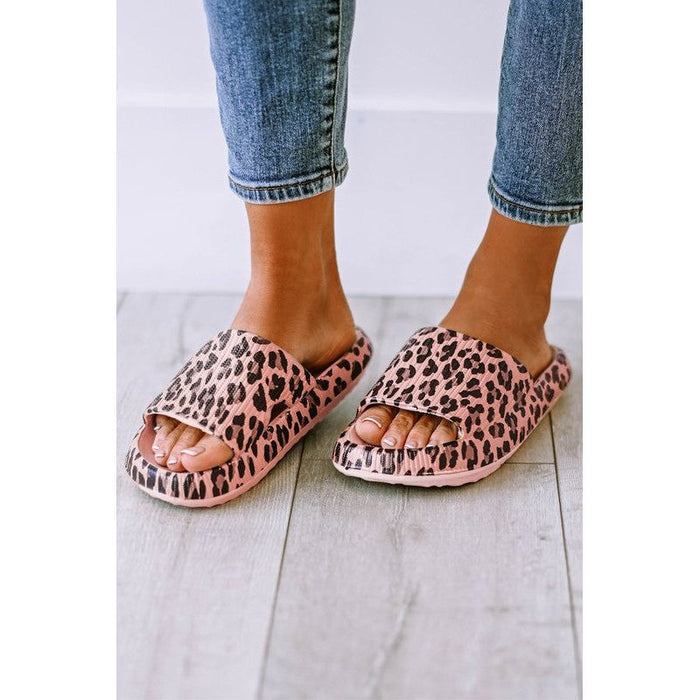 Leopard Print Thick Sole Slip On Slippers