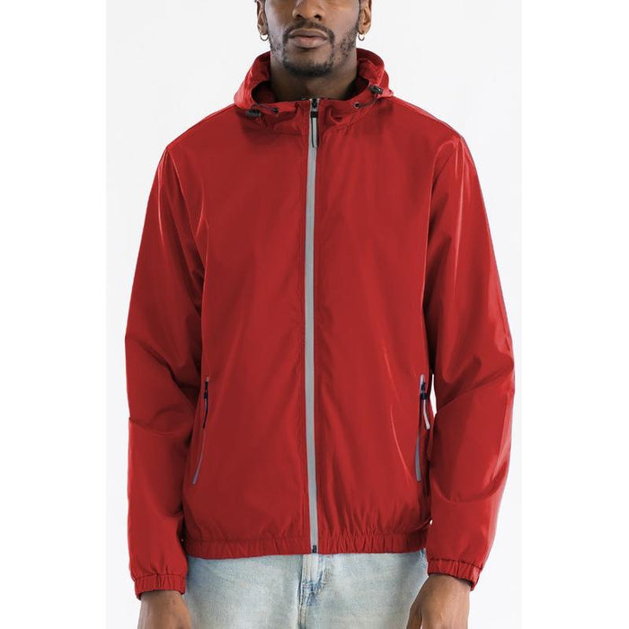 SOLID HOODED LIGHTWEIGHT WINDBREAKER JACKET