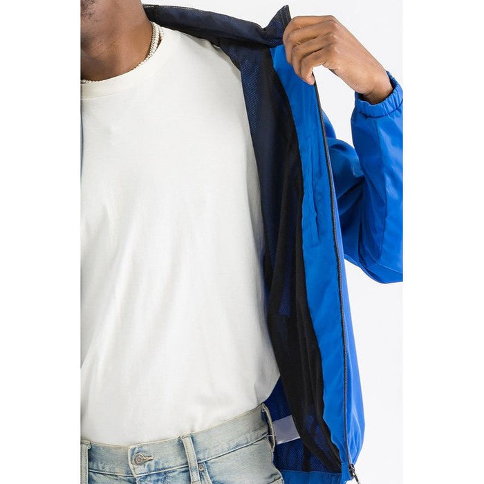 SOLID HOODED LIGHTWEIGHT WINDBREAKER JACKET