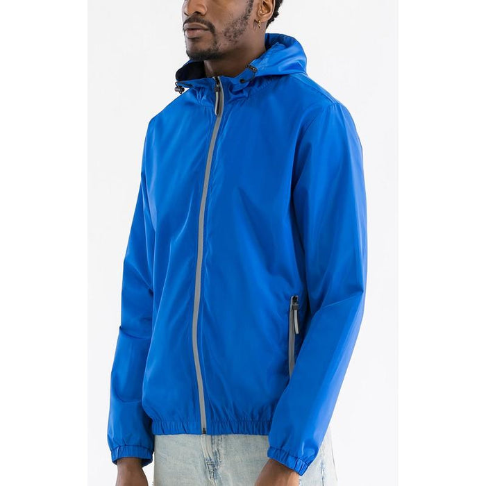 SOLID HOODED LIGHTWEIGHT WINDBREAKER JACKET