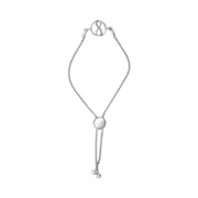 Bids.com .925 Sterling Silver Diamond Accent Ribbon and Circle Bolo Adjustable Bracelet Bracelets