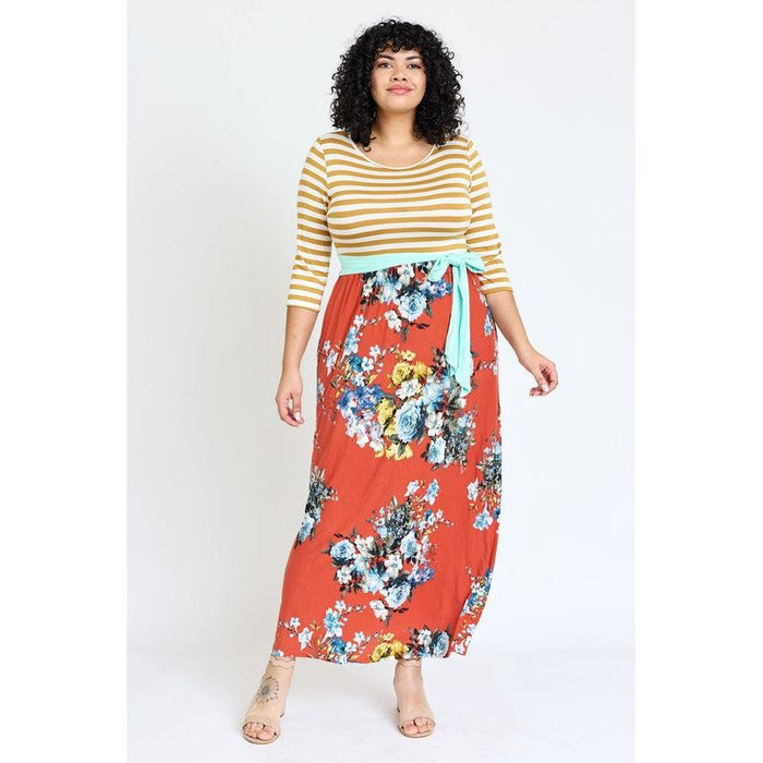 Mustard Stripe Sash Dress