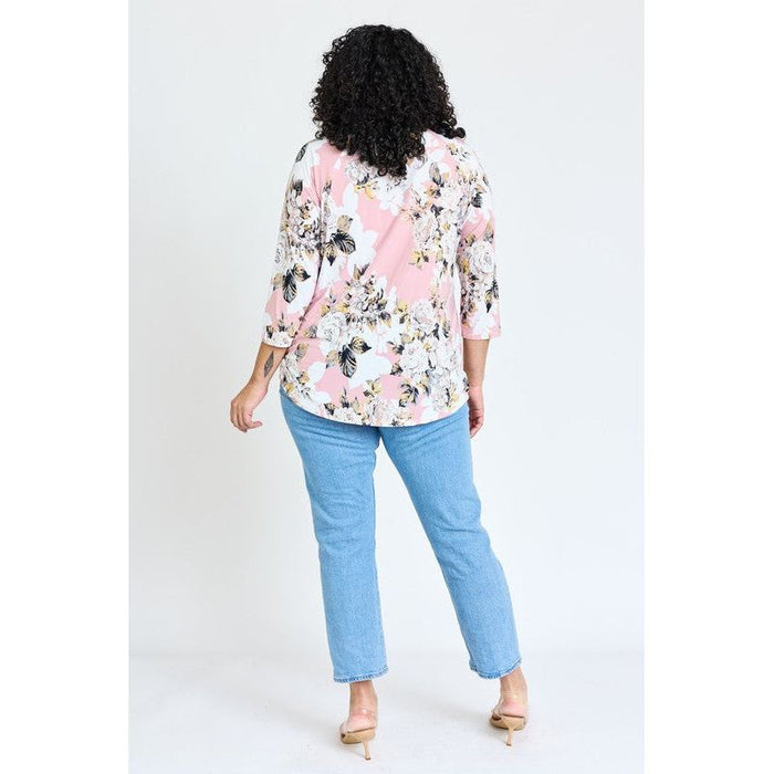 Plus Floral Bottom Knot Tunic