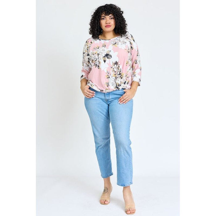 Plus Floral Bottom Knot Tunic