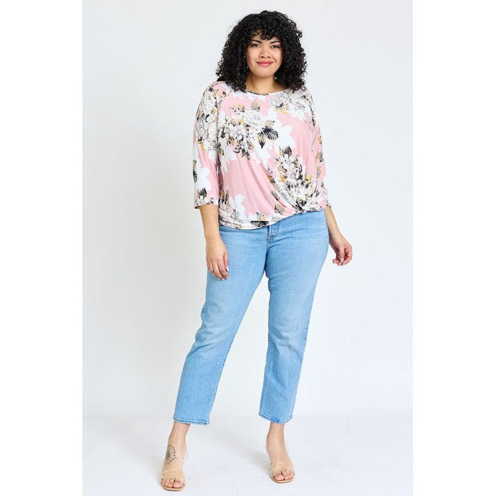 Plus Floral Bottom Knot Tunic