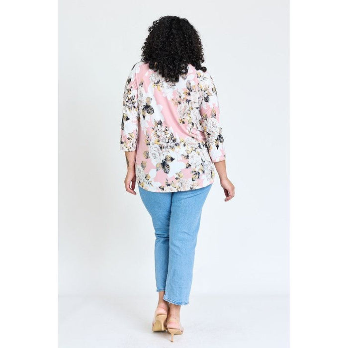 Plus Floral Bottom Knot Tunic