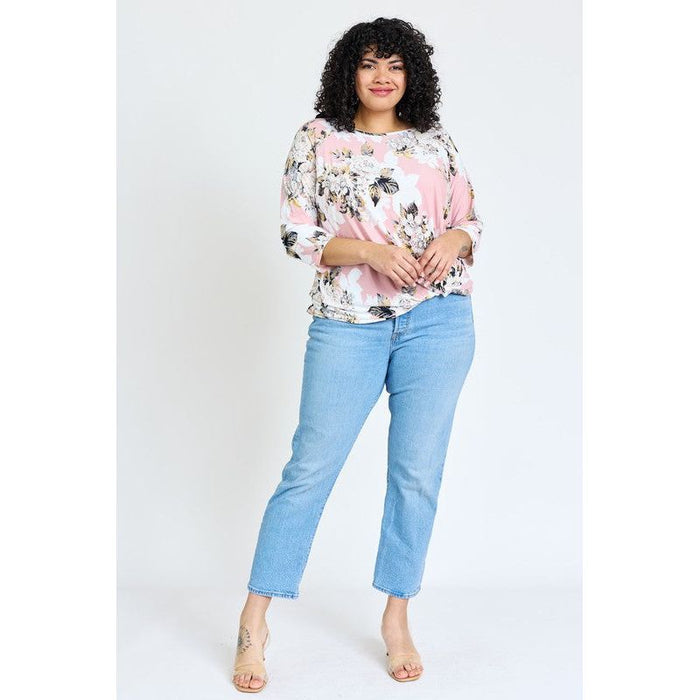 Plus Floral Bottom Knot Tunic