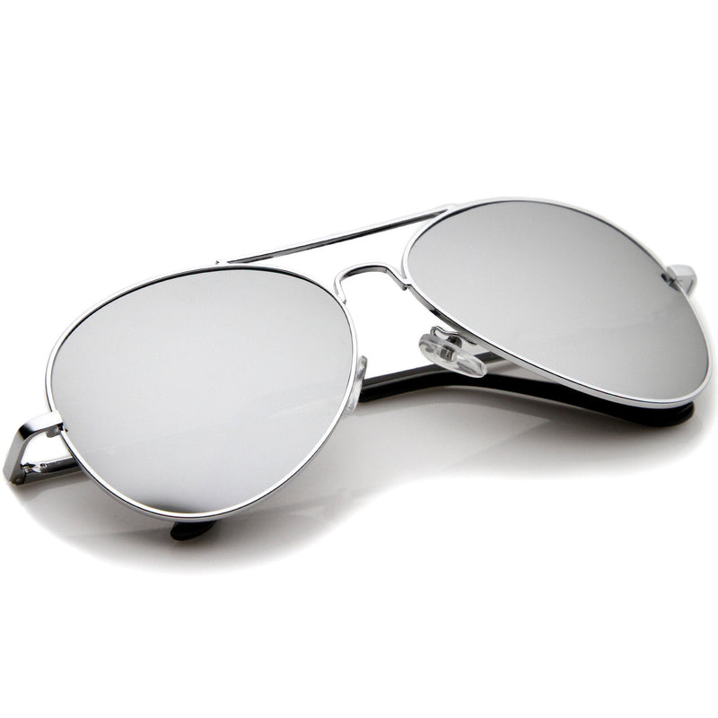 zeroUV Premium Military Mirrored Lens Metal Aviator Sunglasses 1375 58mm Sunglasses