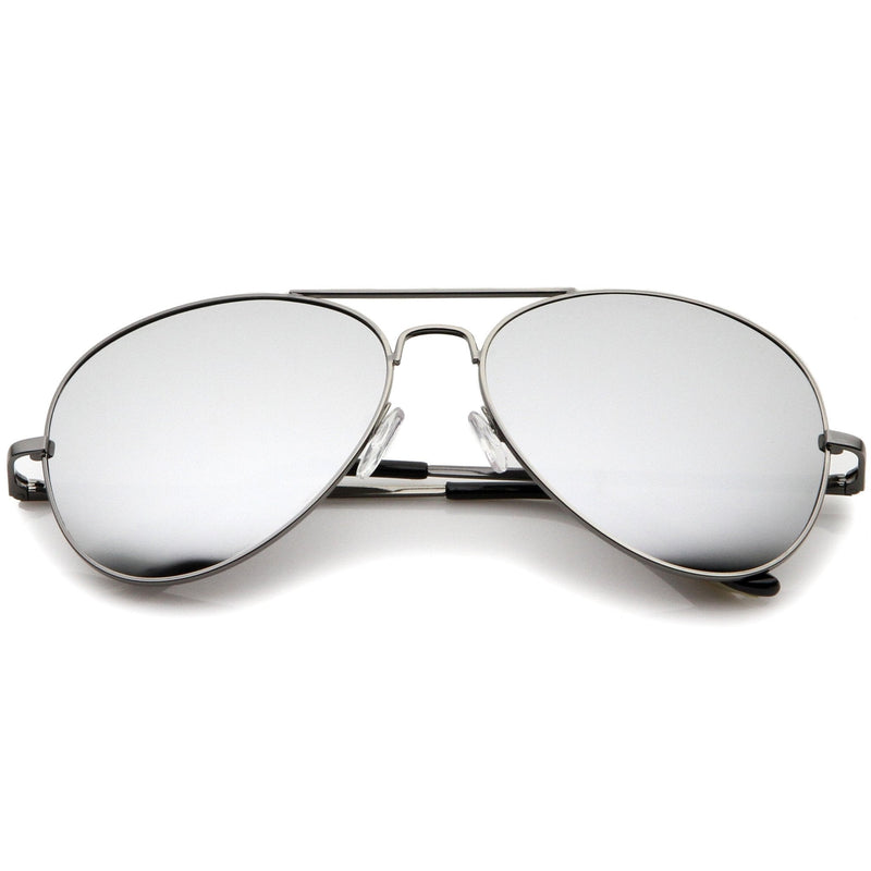 zeroUV Premium Military Mirrored Lens Metal Aviator Sunglasses 1375 58mm Sunglasses