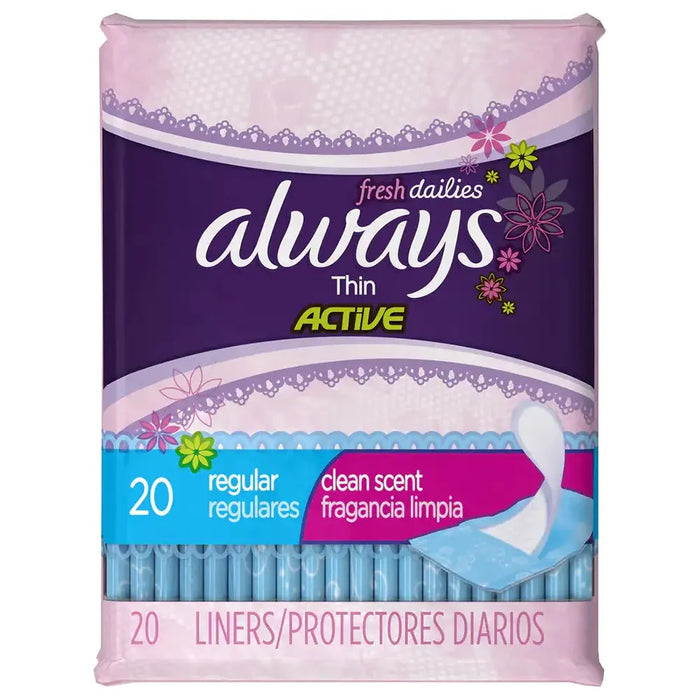 Always Thin Regular Pantiliner 20 Ct - Case - 24 Units