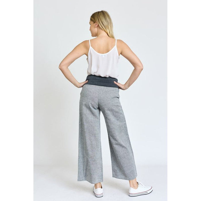 EG Fashion | Cotton Linen Wide Leg Pants Fold Over With Pockets | Made in USA