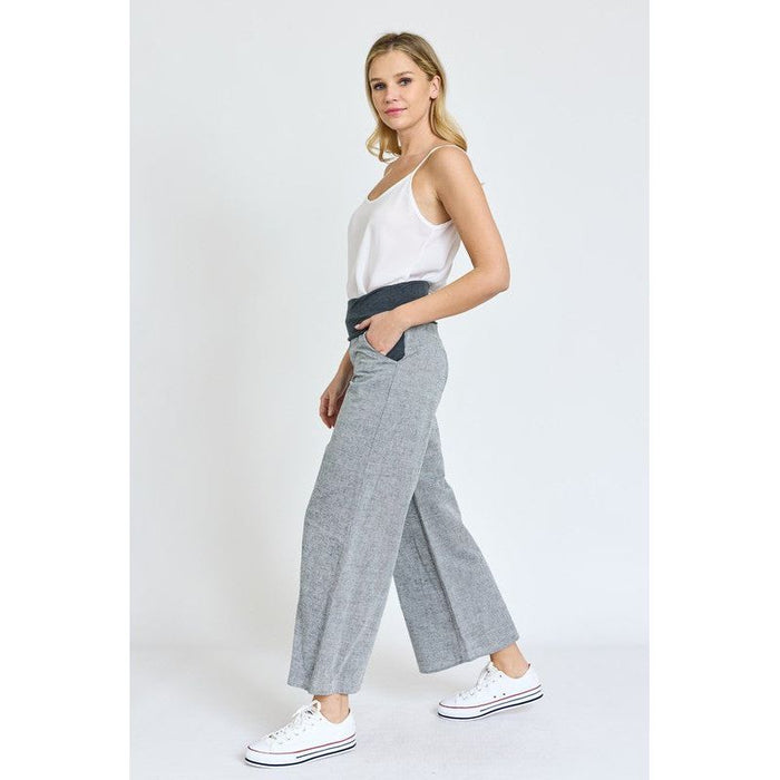 EG Fashion | Cotton Linen Wide Leg Pants Fold Over With Pockets | Made in USA