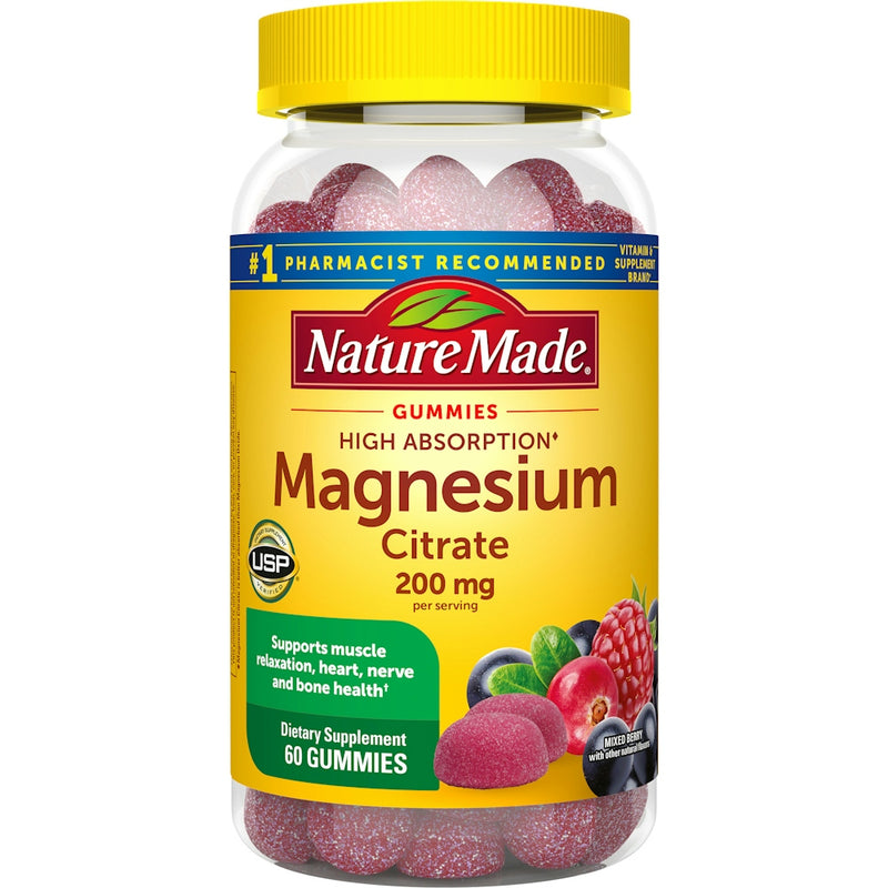Nature Made Nature Made High Absorption Magnesium Citrate 200 Mg, Dietary Supplement For Muscle Relaxation Support, 60 Gummies, 30 Day Supply Health & Beauty