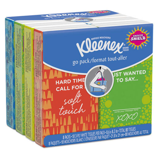 Kleenex Kleenex On The Go Packs Facial Tissues, 3-ply, White, 10 Sheets/pouch, 8 Pouches/pack, 12 Packs/carton Facial Tissues White Smoke