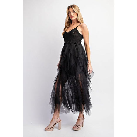 Lovely Tulle Midi Crochet Dress