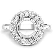 Bids.com 0.48 Carat Genuine White Diamond 14K White Gold Semi Mount Ring - holds 8.00mm Round Gemstone Rings