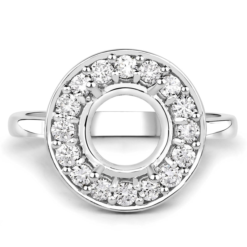 Bids.com 0.48 Carat Genuine White Diamond 14K White Gold Semi Mount Ring - holds 8.00mm Round Gemstone Rings