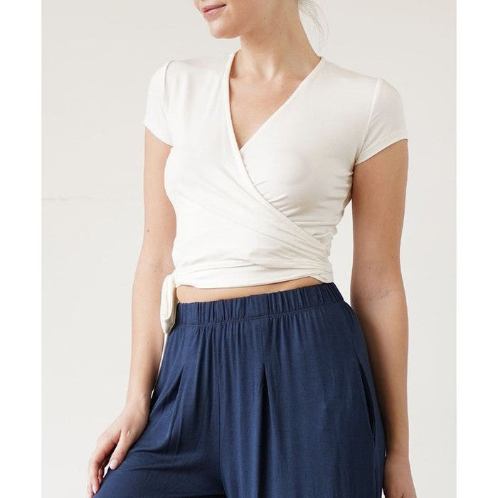 Bamboo Wrap Crop Cam Sleeve Top