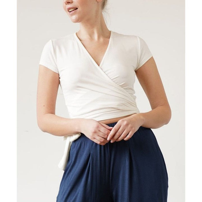 Bamboo Wrap Crop Cam Sleeve Top