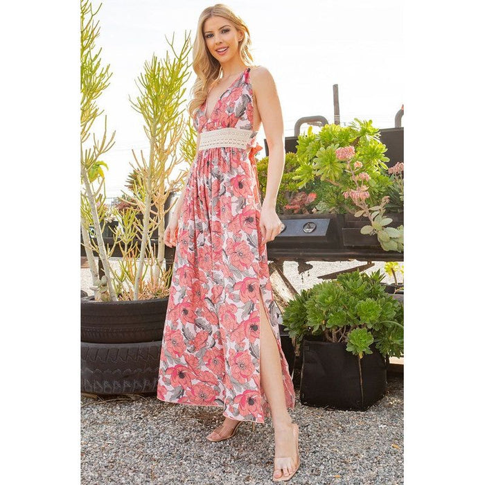 Tie Back Floral Dress