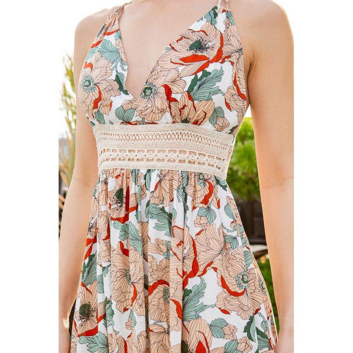 Tie Back Floral Dress