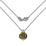 Bids.com 2.91 Carat Genuine Citrine, Champagne Diamond & White Diamond .925 Sterling Silver Pendant Pendants