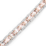 Bids.com 18K Rose Gold Plated 11.60 Carat Genuine Morganite .925 Sterling Silver Bracelet Bracelets