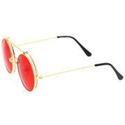 zeroUV Steampunk Vintage Circle Round Flip Up Vintage Sunglasses 8793 Sunglasses