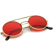 zeroUV Steampunk Vintage Circle Round Flip Up Vintage Sunglasses 8793 Sunglasses