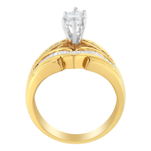 Bids.com 14KT Two-Toned Gold Diamond Cocktail Ring (1 cttw, H-I Color, SI1-SI2 Clarity) Rings White Smoke 7 / YellowWhite.Gold