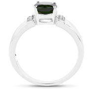 Bids.com 1.29 Carat Genuine Chrome Diopside and White Topaz .925 Sterling Silver Ring Rings