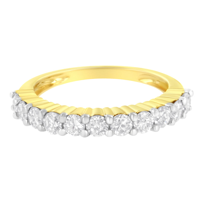 Bids.com IGI Certified 1.0 Cttw Diamond 10K Yellow Gold Prong Set Fluted Band Style Wedding Ring (J-K Color, I1-I2 Clarity) - Size 7 Rings