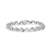 Bids.com 14K White Gold 2.00 Cttw Diamond Cluster and Spiral Link Bracelet (I-J Color, I1-I2 Clarity) - 7" Bracelets