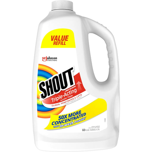 Shout Shout Laundry Stain Remover, Triple Acting, Value Refill 60 Fl Oz Pet Odor & Stain Removers White Smoke