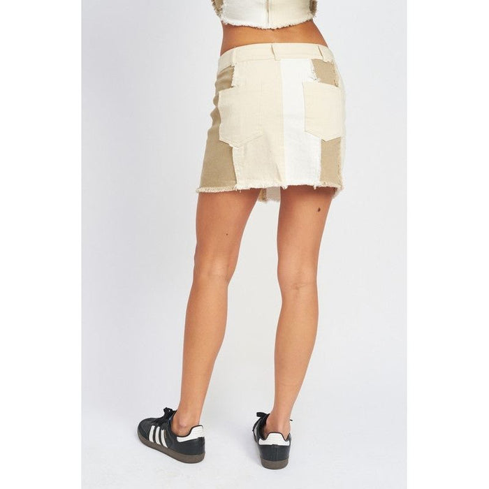 High Rise Color Block Skirt