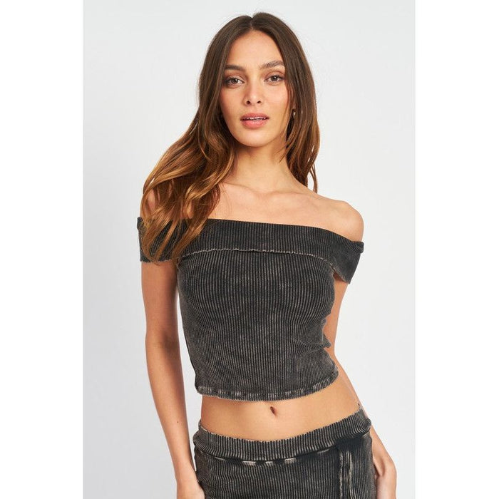 Garment Dye Strapless Crop Top