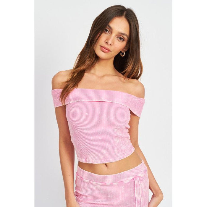 Garment Dye Strapless Crop Top