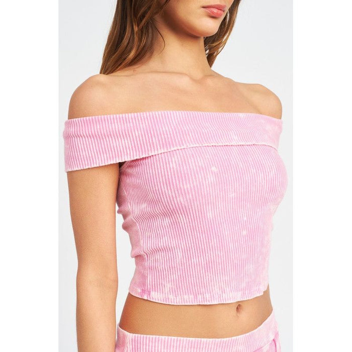 Garment Dye Strapless Crop Top