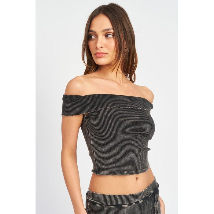 Garment Dye Strapless Crop Top