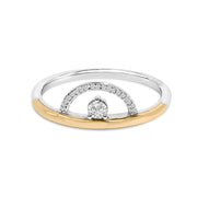 Bids.com 14K Yellow Gold Plated Sterling Silver 1/10 Cttw Diamond Arc Ring Rings
