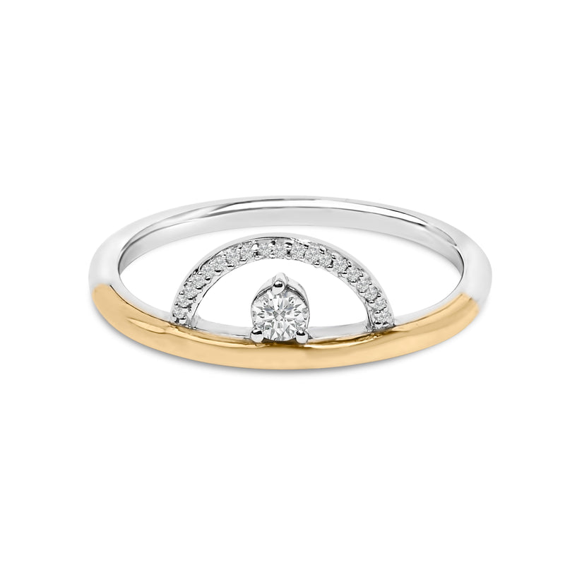 Bids.com 14K Yellow Gold Plated Sterling Silver 1/10 Cttw Diamond Arc Ring Rings