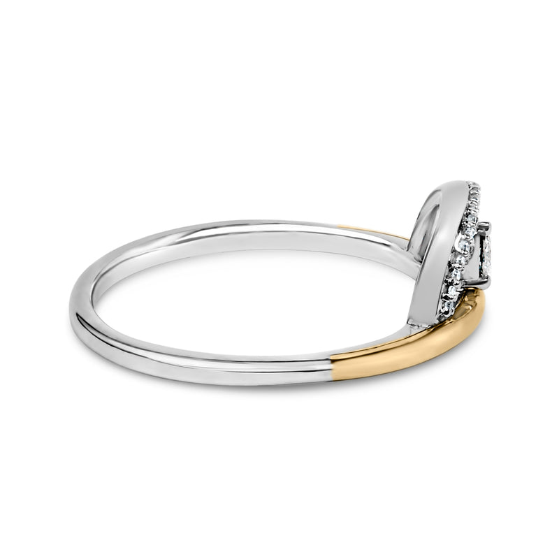 Bids.com 14K Yellow Gold Plated Sterling Silver 1/10 Cttw Diamond Arc Ring Rings