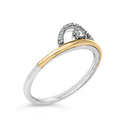 Bids.com 14K Yellow Gold Plated Sterling Silver 1/10 Cttw Diamond Arc Ring Rings