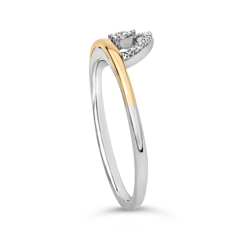 Bids.com 14K Yellow Gold Plated Sterling Silver 1/10 Cttw Diamond Arc Ring Rings