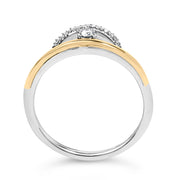 Bids.com 14K Yellow Gold Plated Sterling Silver 1/10 Cttw Diamond Arc Ring Rings