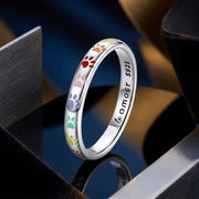 Bids.com 925 Sterling Silver Enamel Oxidized Silver Ring Size 6.0 Rings