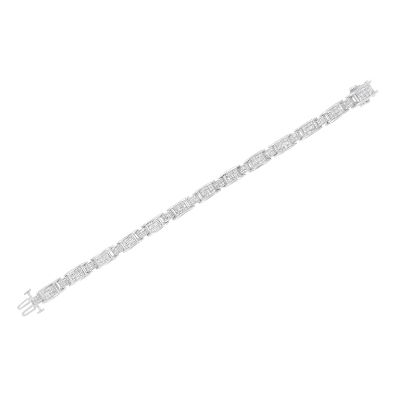 Bids.com 14K White Gold 5.0 Cttw Princess Cut Diamond Invisible Set Alternating Size D Shaped Links Tennis Bracelet (H-I Color, SI2-I1 Clarity) - 7â€ Bracelets