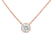Bids.com 2 Micron 14K Rose Gold Plated Sterling Silver Bezel-Set Diamond Solitaire Pendant Necklace (1/3 cttw, H-I Color, I1-I2 Clarity) Necklaces