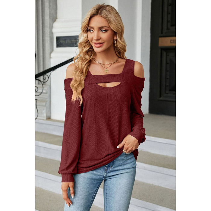 Cold Shoulder Square Neck Cutout Blouse